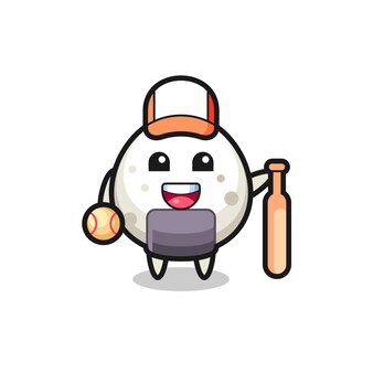 Personaggio dei cartoni animati di onigiri come giocatore di baseball