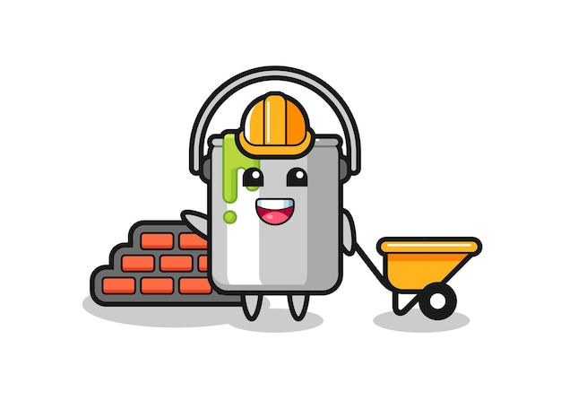 Cartoon character of paint tin as a builder , cute style design for t shirt, sticker, logo element