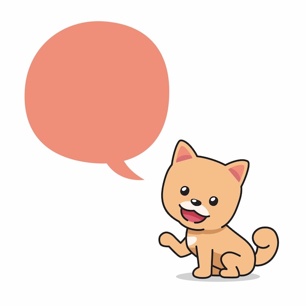 Cartoon character pomeranian dog with speech bubble