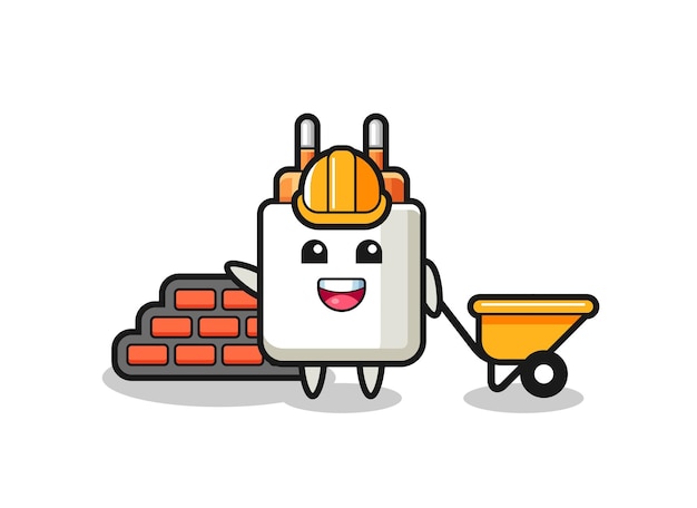 Cartoon character of power adapter as a builder , cute design