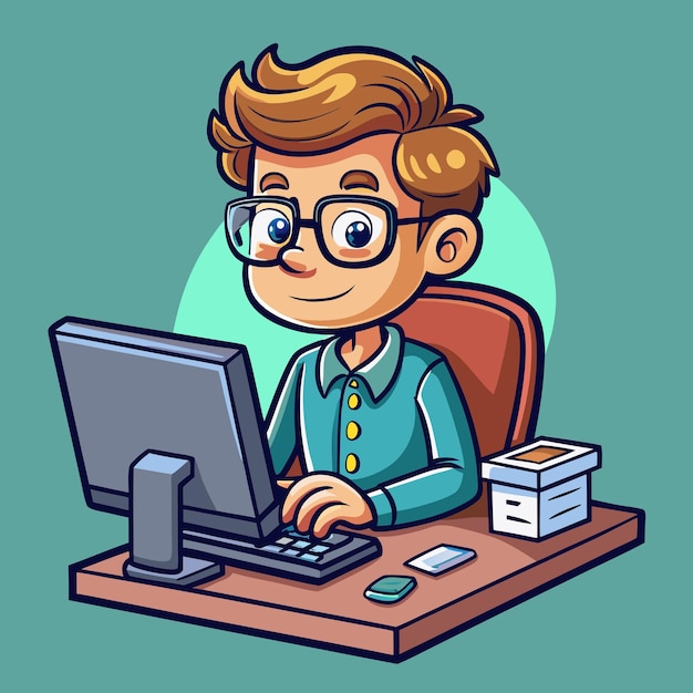 Premium Vector | Cartoon Character Programming Icon Vector