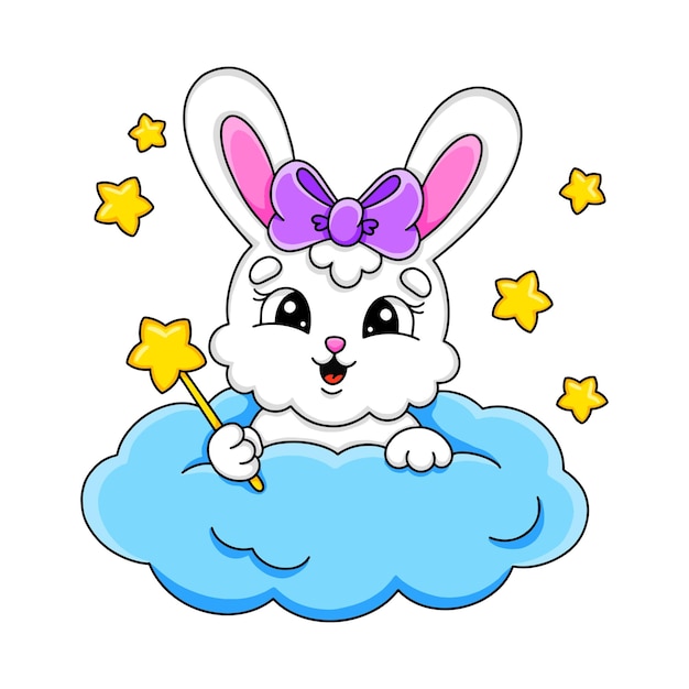 Cartoon character rabbit Isolated on white background Design element Template for your design books stickers cards