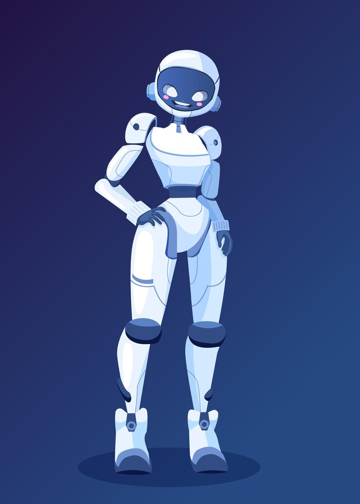 Vector cartoon character robot woman