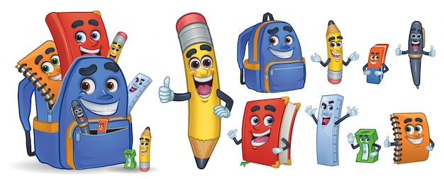 Cartoon character school stationery