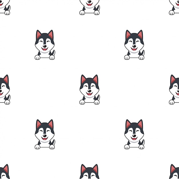 Cartoon character siberian husky dog seamless pattern background