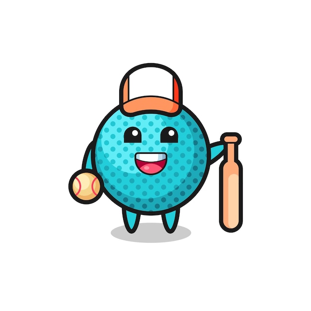 Cartoon character of spiky ball as a baseball player