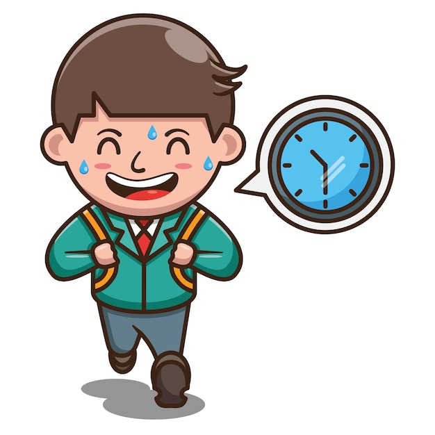 Cartoon character of student late to school . free vector