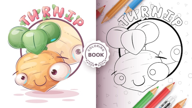 Cartoon character sweet turnip coloring book