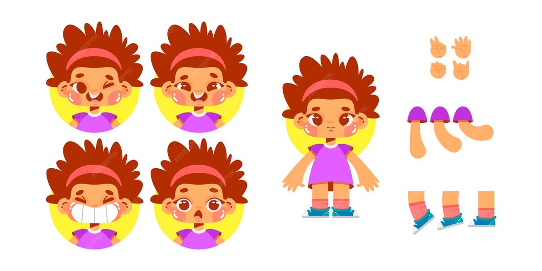Premium Vector Cartoon character template for animation Premium Vector Cartoon character template for animation
