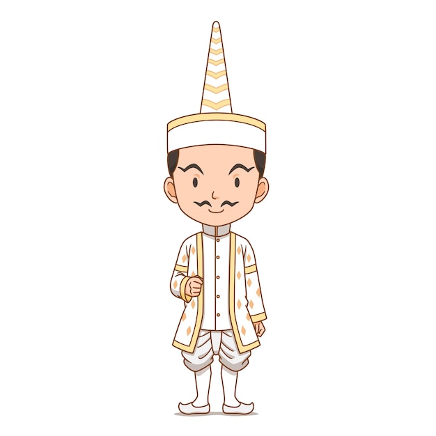 Cartoon character of thai angel male in white brahmin dress