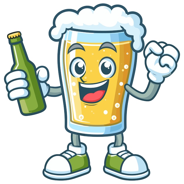 Vector a cartoon character with a beer bottle in his hand