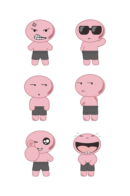 A cartoon character with different expressions