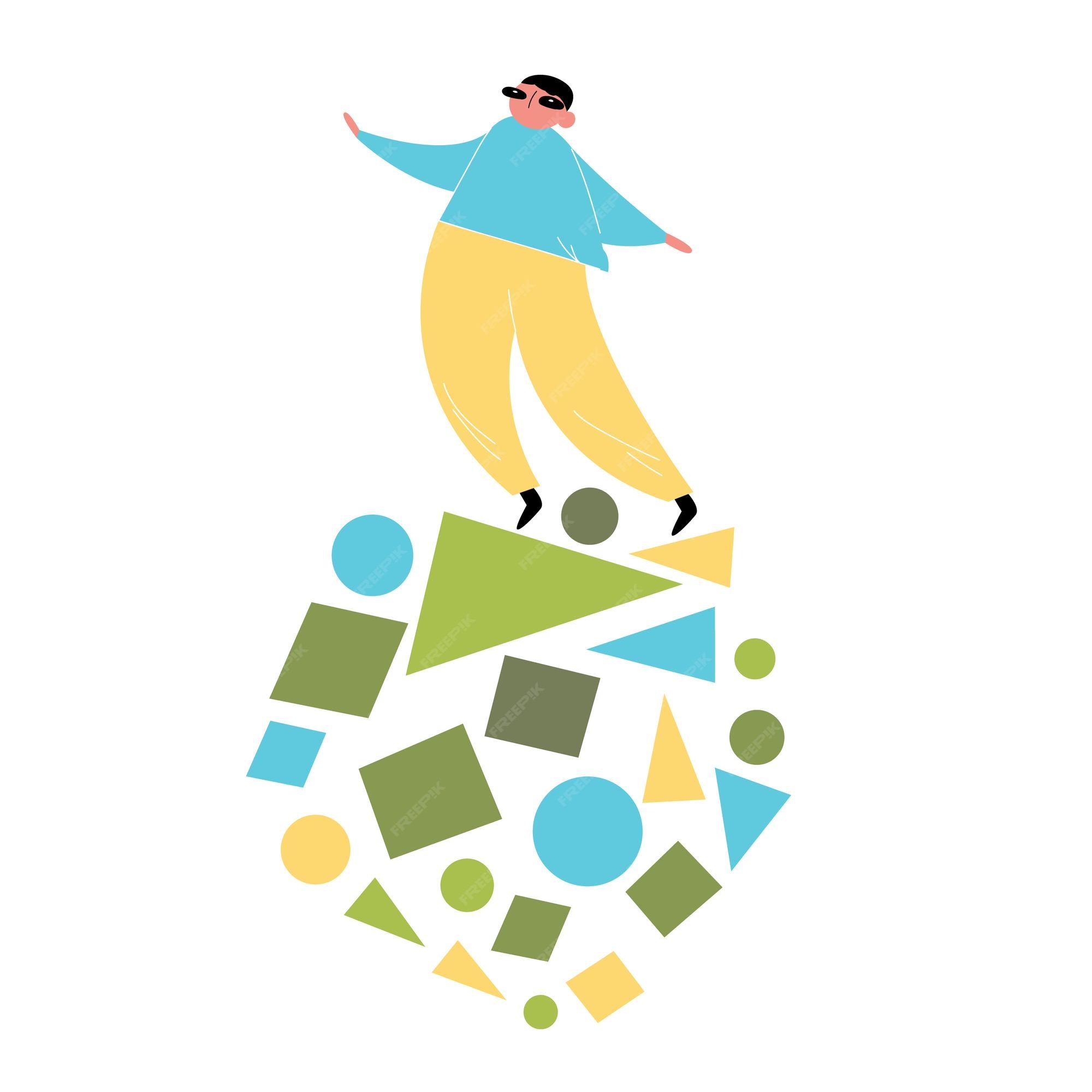 Premium Vector | Cartoon character with geometric shapes a lot of psychological problems procrastination color vector handdrawn illustration flat style all elements are isolated on a white background Premium Vector | Cartoon character with geometric shapes a lot of psychological problems procrastination color vector handdrawn illustration flat style all elements are isolated on a white background