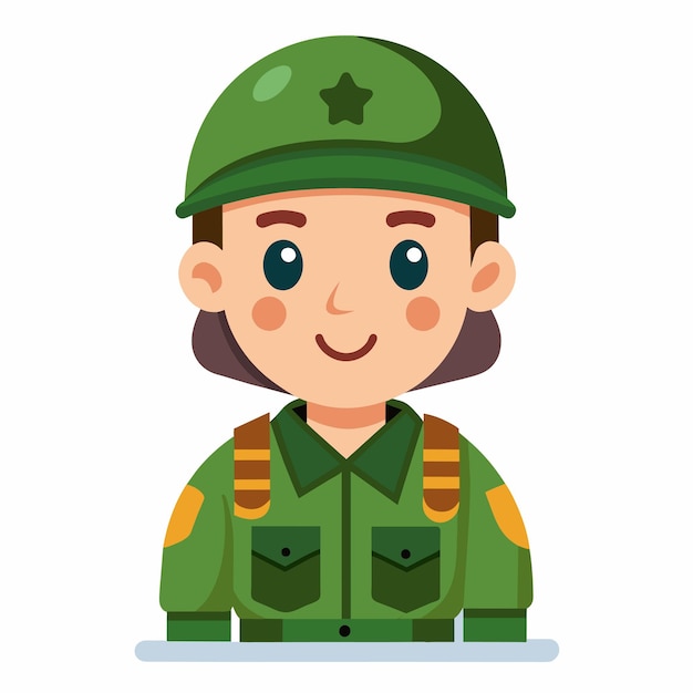 Vector a cartoon character with a green uniform and a star on the front