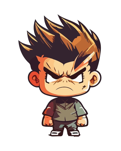 A cartoon character with a grumpy expression