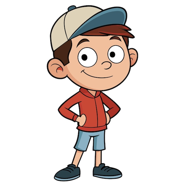 a cartoon character with a hat that says  a boy