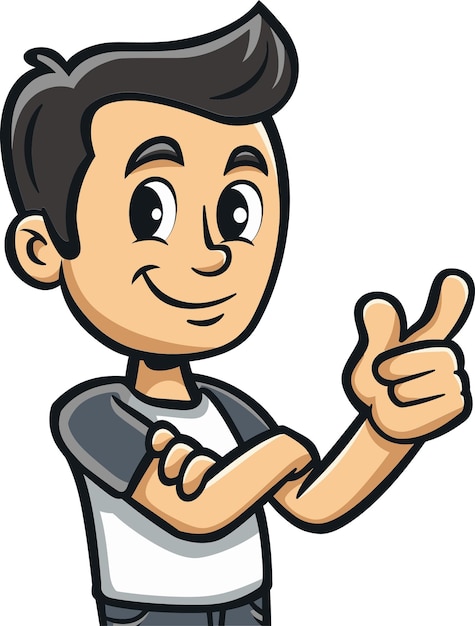 a cartoon character with a picture of a man giving a thumbs up