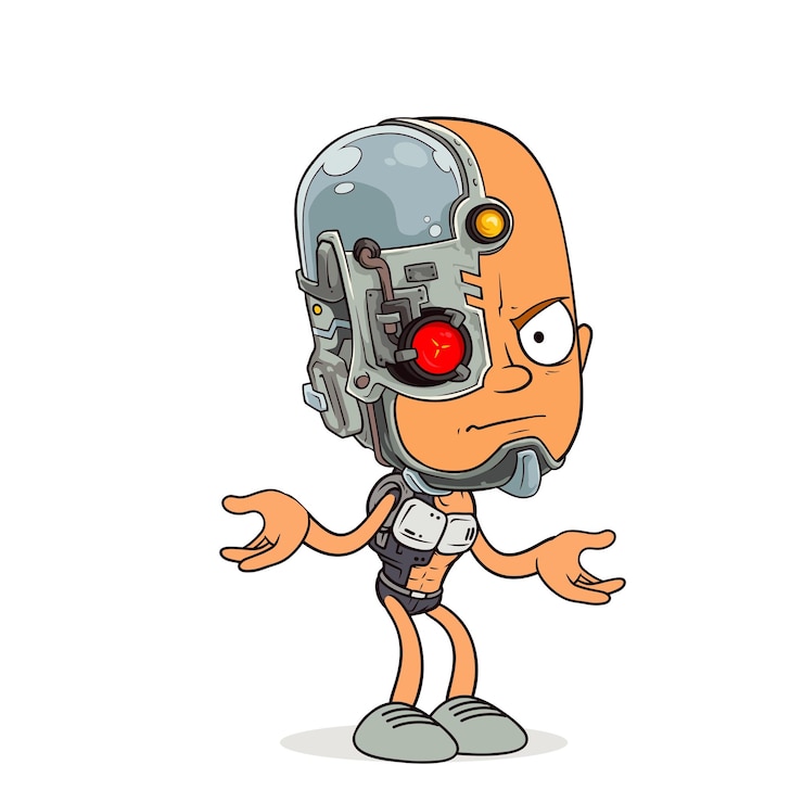 Vector a cartoon character with a red light on his head