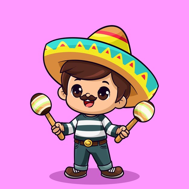 a cartoon character with a sombrero and a pair of maracas