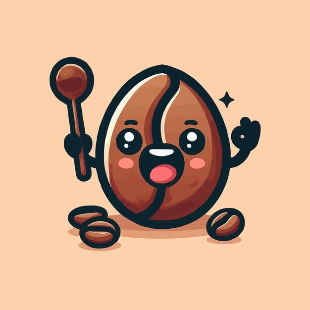 Vector a cartoon character with a spoon and a nut with a smile on it