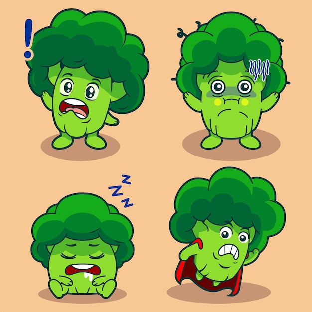 Cartoon characters of broccoli, the one with the green eyes, the other with the green eyes, the other with the green eyes, the other with the green eyes, the other with