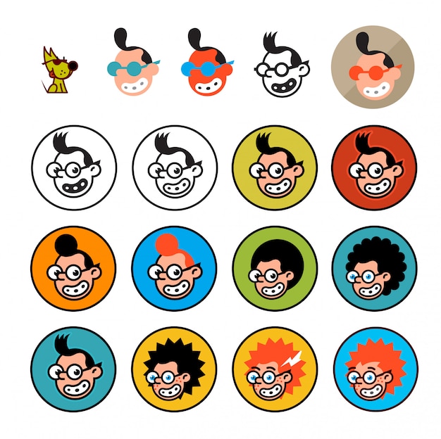 Cartoon characters geeks in a flat style