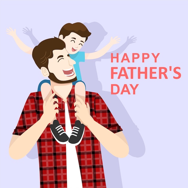 Vector cartoon characters for happy fathers day dad with his son