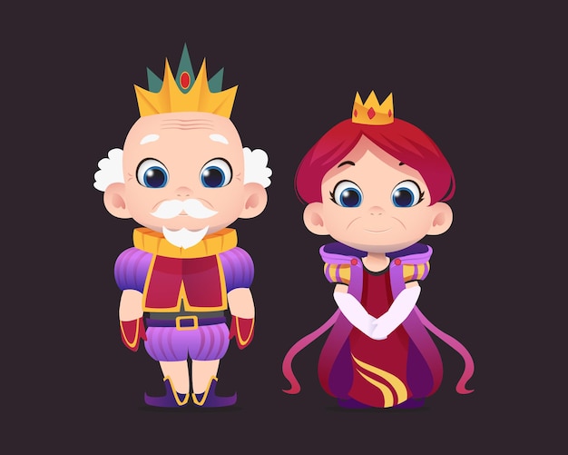 Cartoon characters of king and queen