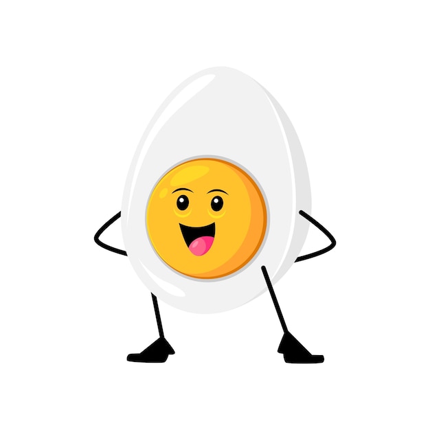 Vector cartoon cheerful boiled egg breakfast character