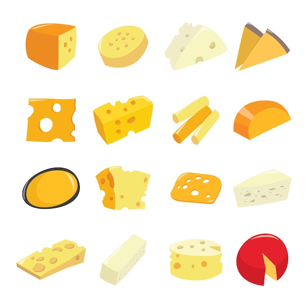 Vector cartoon cheese set