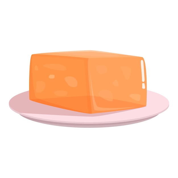 Cartoon cheese slice on plate illustration