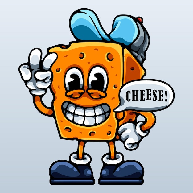 Vector cartoon cheese smilling illustration concept