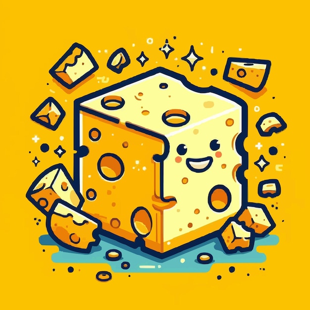 Vector a cartoon of a cheese with a smiling face