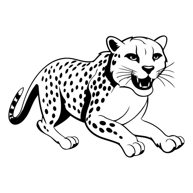 Vector cartoon cheetah vector illustration isolated on white background