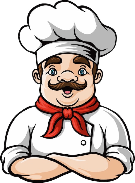 Vector cartoon chef-kok man mascotte ontwerp