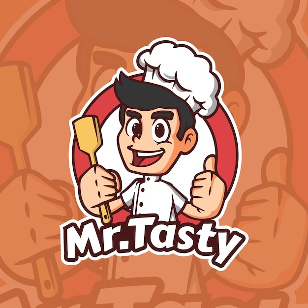 Vector cartoon chef-kok mascotte logo