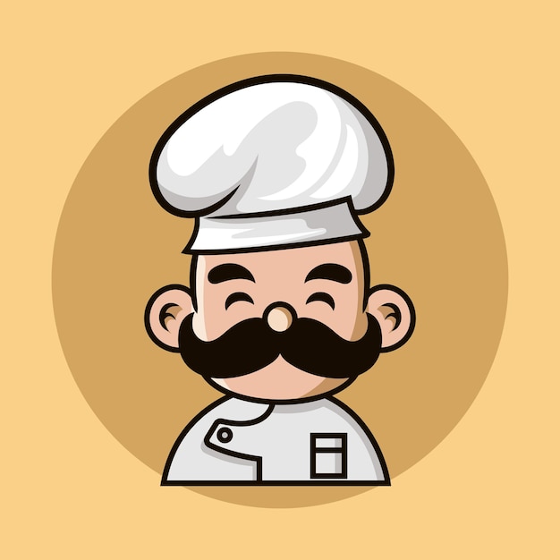 Cartoon Chef logo Mascot n a cooking hat Yummy concept Cooking restaurant or cafe logo