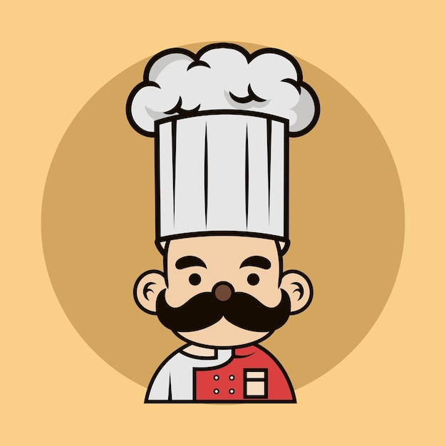 Cartoon Chef logo Mascot n a cooking hat Yummy concept Cooking restaurant or cafe logo