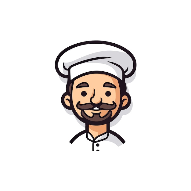 Vettore un cartone animato di uno chef con sopra un cappello da chef.
