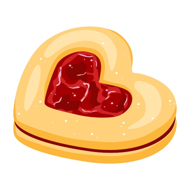 Vector cartoon cherry thumbprint cookies voor valentijnsdag vector heart jam cookies met druppel jam