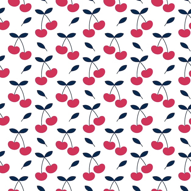 Vector cartoon cherry vector pattern on white background