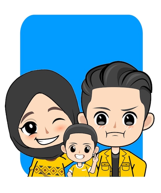 Cartoon chibi familie