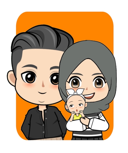 Cartoon chibi familie