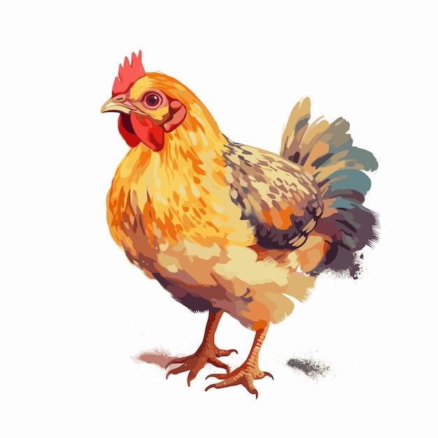 Illustrazione di pollo a cartone animato in acquerello