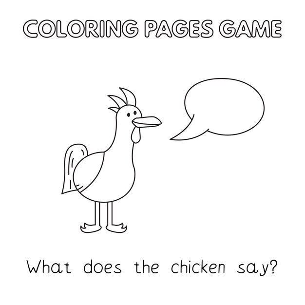 Cartoon chicken kids learning game Vector coloring book pages for children education