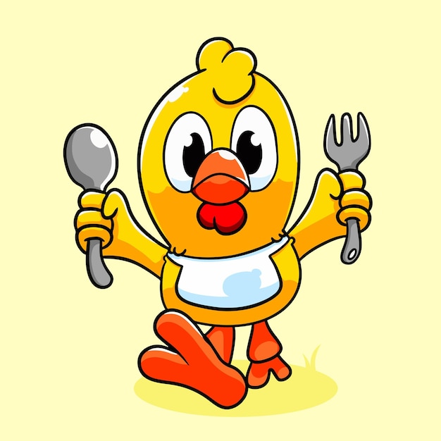cartoon chicken preparing to eat