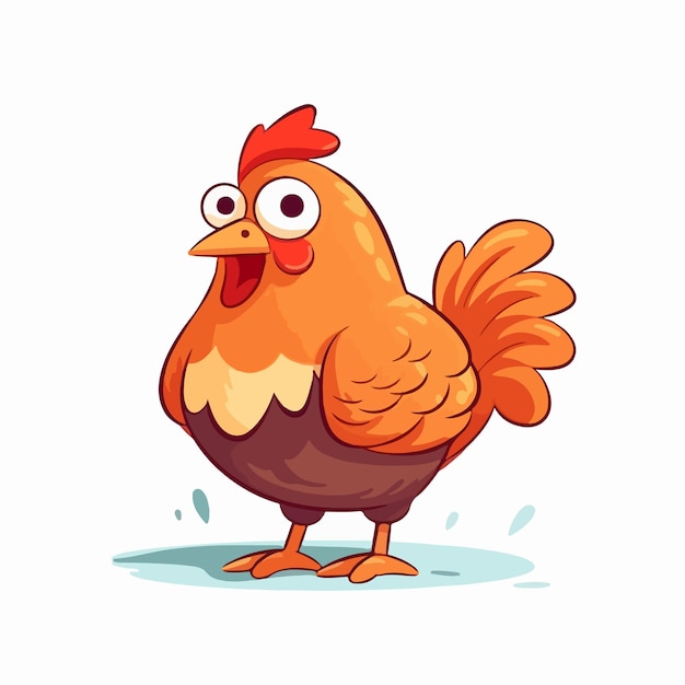 A cartoon chicken with big eyes and big eyes.