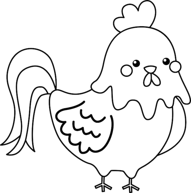 Vector a cartoon chicken with a face and eyes.