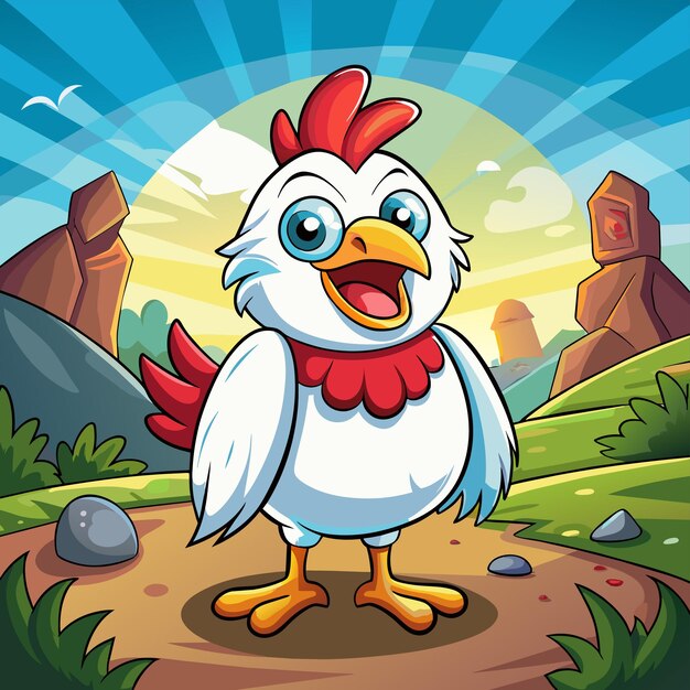 Vector a cartoon of a chicken with a red bandana on it