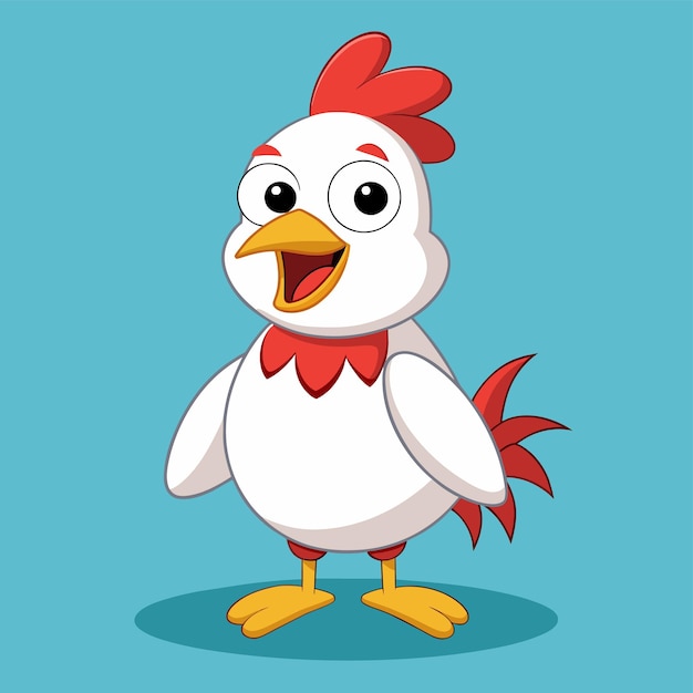 Vector a cartoon of a chicken with a red heart on its chest